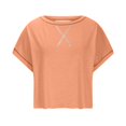 thumbnail image 4 of Amzcrzy Hauts pour Femmes Tendance Couleur Unie Hauts de Printemps Été pour Femmes Décontractés Manches Courtes Col Rond T-Shirts Dos Découpé Confortables Hauts de Sortie, 4 of 6