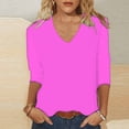 thumbnail image 2 of WRKEKC Chemises à Manches Longues pour Femmes, Hauts à Manches Longues pour Femmes, Haut/chemise à Col Rond à Manches Trois-Quarts Ample et Décontracté Uni pour Femmes, 2 of 6