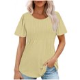 thumbnail image 1 of AherBiu Tuniques pour Femmes Amples Décontractées à Manches Courtes Couleur Unie Confortables d'Été à Col Rond Blouse T-Shirts, 1 of 7