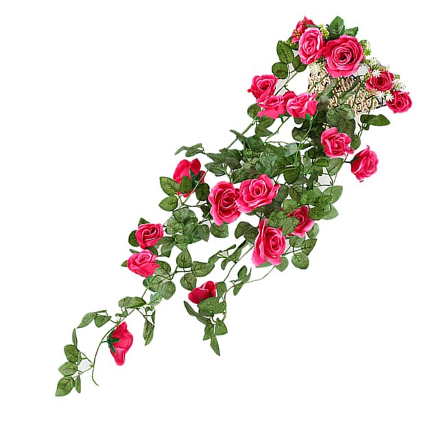 ziyahi Artificial Rose Garland Simulation Flower Vine Floral Decor Wall Hanging Plastic artificial Flower Rattan, Rose Red