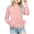 thumbnail image 1 of Plebaso Chemises à Manches Longues pour Filles avec Cordon de Serrage Col Rond Blouses Décontractées Mode Tunique pour Enfants Filles, 1 of 6
