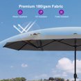 thumbnail image 4 of PURPLE LEAF 15ft Patio Umbrella with Base Double-Sided Rectangle Outdoor Market Umbrellas for Pool Beach Deck Backyard Light Grey, 4 of 8