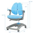 thumbnail image 2 of Gymax Chaise de Bureau pour Enfants Réglable en Hauteur et en Profondeur avec Roulettes à Frein d'Assise Bleu, 2 of 10