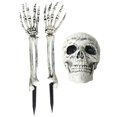 thumbnail image 1 of Plastic Horror Skeleton Skull Ornament Halloween Decor for Home  3 Piece Set, 1 of 9