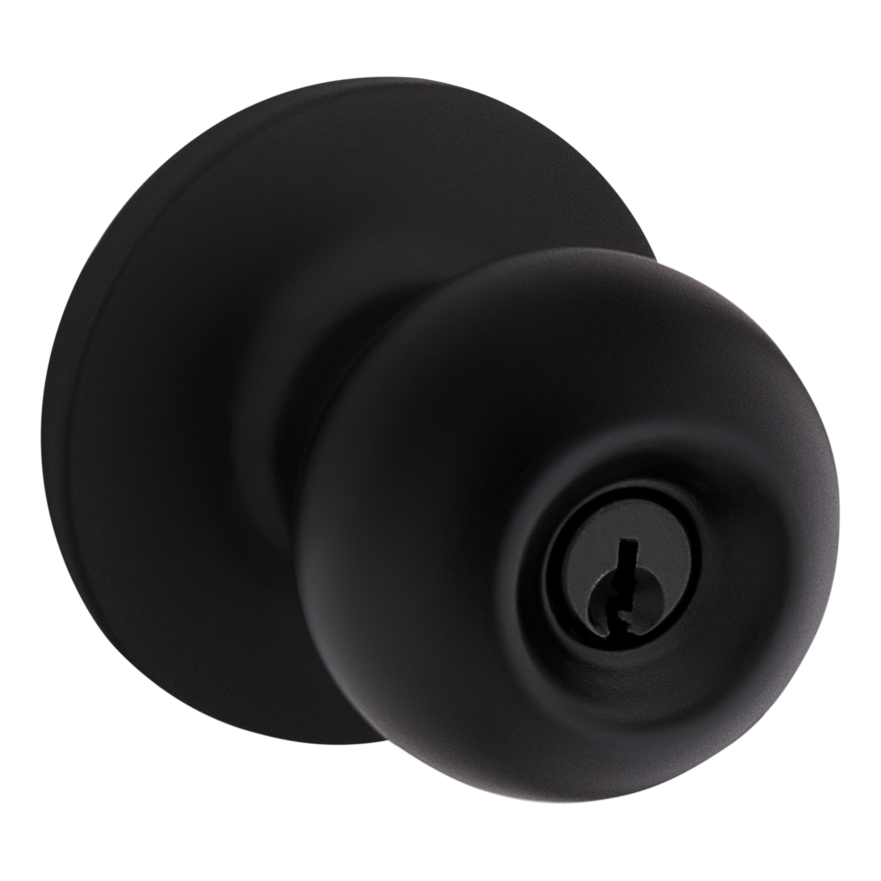 Weiser Safe Lock Regina Matte Black Exterior Keyed Door Knob/Entry Door Handle
