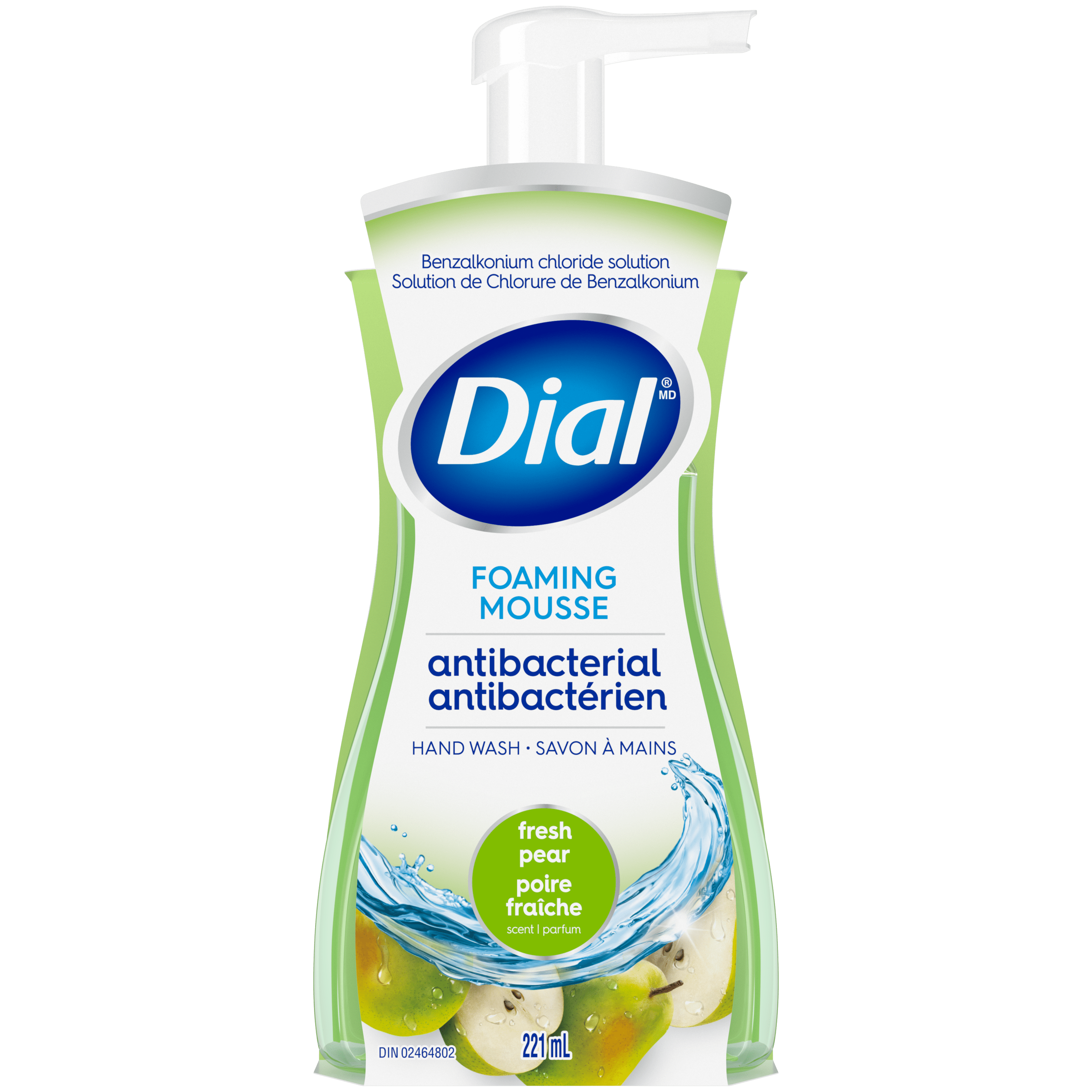 Dial Antibacterial Foaming Hand Wash, Fresh Pear Scent, 221ml, Dermatologist Tested, pH Balanced, Free from Silicones, Parabens, Phthalates, SLES/SLS