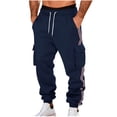 thumbnail image 2 of Ceisia Men Solid Color Loose Casual Pants Elastic Waist Drawstring Sports Gift Work Trousers, 2 of 8