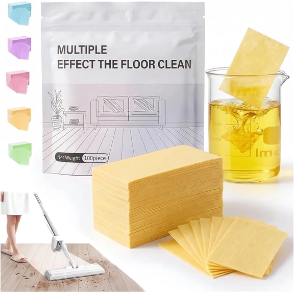 100pcs Multi Surface Effect Floor Clean Tablets All Purpose Natural Wood Floor Cleaner Mopping Tile Cleaning Solution Pet Safe Friendly Non Toxic Robot Vacuum Scented Power Mop Soap (Blue, 100PCS)