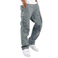thumbnail image 1 of LUXUR Mens Drawstring Trousers Casual Sports Cargo Pant Grey M, 1 of 3