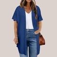 thumbnail image 2 of CFLVAEK Waffle Knit Cardigans for Women Plus Size Short Sleeve Cardigan with Pockets Trendy Comfy Open Front Long Cardigans Navy XXXXL, 2 of 8