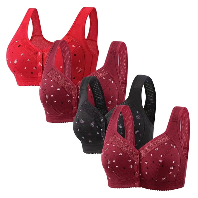 Fall/Winter Savings! Srobpty Womens Wireless Push Up Bras , 4PC Woman's Comfortable Lace Breathable Bra Underwear No Rims