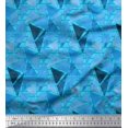 thumbnail image 1 of Soimoi Blue Heavy Canvas Fabric Facets Triangle Geometric Print Fabric by Yard 58 Inch Wide, 1 of 3