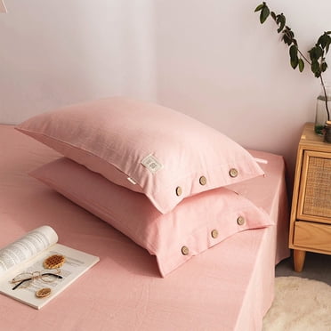 Cotton Linen Style Pillow Cases Cotton Pillow Protectors Long Staple Cotton Woven Pillow Cases