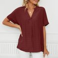 thumbnail image 4 of Birdeem Mode pour Femmes Manches Courtes Rétro Col Rond Pâques Couleur Unie Hauts Amples Blouse Manche, 4 of 8