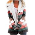 thumbnail image 3 of Womens Loose Fuzzy Fleece Gradient Lapel Single Breasted Buttons Jacket Hooded Coat, 3 of 6