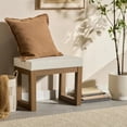 thumbnail image 2 of Bouclair Walnut Wood and Bouclé Fabric Upholstered Accent Bench, 2 of 6