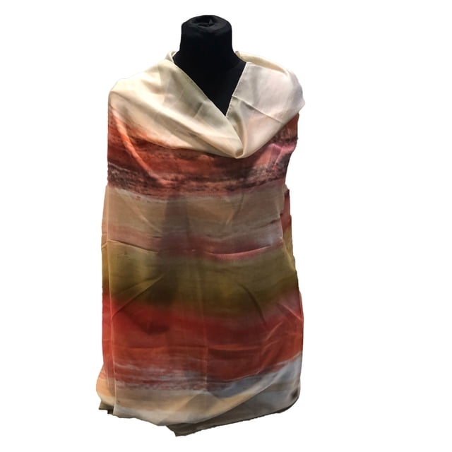 Pashmina-Style Printed Cotton Womens Shawl Burnt Orange