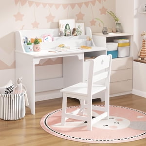 Bureau d'étude pour enfants avec chaise, Table d'études pour enfants en bois, Bureau pour enfants & Ensembles de chaises avec armoire Hutch et rangement pour 3-12 ans, bureau d'écriture étudiant station de travail informatique pour les enfants chambre & Salle d'étude
