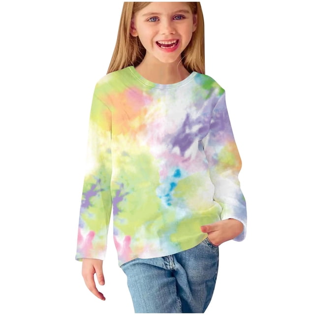 WRKEKC Chemises à Manches Longues pour Filles, T-Shirts à Manches Longues pour Filles, Chemises à Manches Longues à Imprimés pour Filles Jolis Chandails Ras du Cou Blouses Habillées Décontractées Vêtements