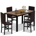 thumbnail image 1 of Stmoze 5 Pieces Dining Room Table Set, Modern Dining Table Sets with 4 Leather Upholstered Chairs, Faux Marble Rectangle Kitchen Table Set for Bar Living Room Breakfast Nook Small Space, Brown, 1 of 8
