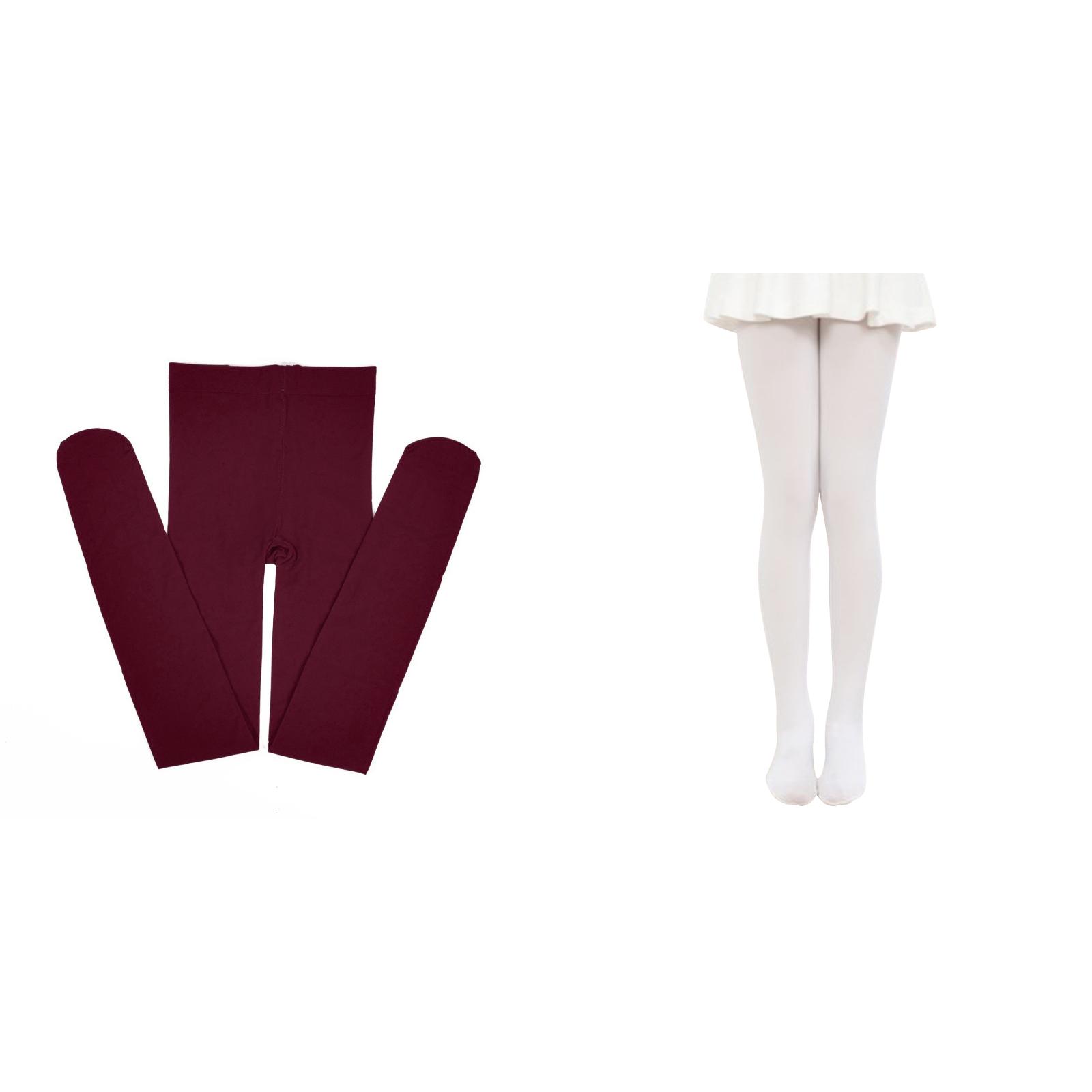2 Pack(WH1 1PCS & RD2 1PCS) Multipack Clothes Bundles Leggings Pantihose Stretchy Basic Full Length Ballet Dance Pants Pantyhose for Spring Summer Stocking