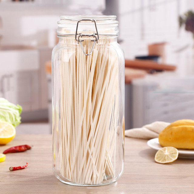 Transparent Glass Snap Storage Jar Household Kitchen Sealed Jar Grain Storage Box Tea Tin Multi-purpose Containe