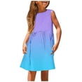 thumbnail image 1 of FhsagQ Robes Filles Été Sans Manches Robe Ligne Confort Col Rond Décontractée avec Imprimé Dégradé pour Tout-Petits Enfants Plage Extérieur Bleu Ciel 13-14 Ans, 1 of 5