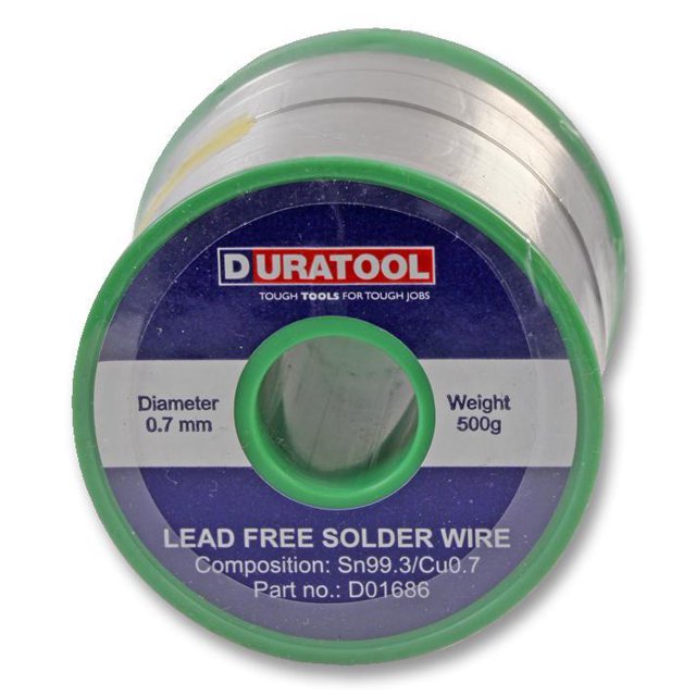 DURATOOL - Lead Free Solder Wire, 0.7mm, 500g