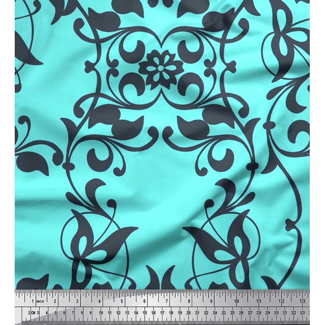Soimoi Coton Canard Tissu Feuilles & Tissu Imprimé Damassé Filigrane 1 Yard 42 Inch Wide