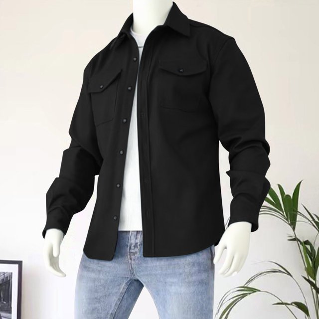 LOVZFMLL Vestes pour Hommes Homme Hiver Manches Longues Poches à Boutons Col Rabattu Veste Manteau