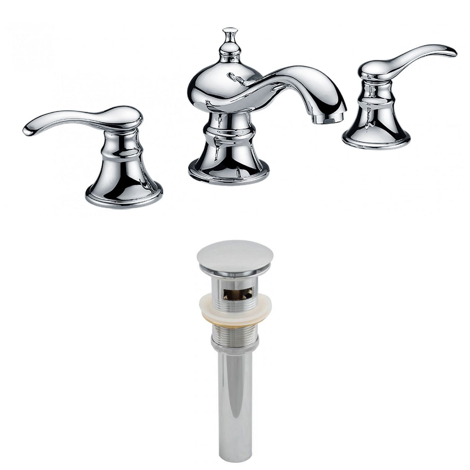 American Imaginations 13.5-in. W Bathroom Faucet Set Chrome AI-2005