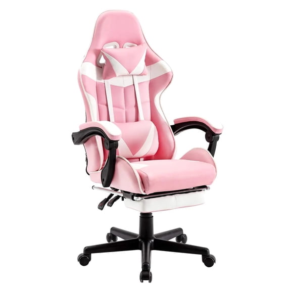 Achilles Hero Elite Pro Gaming Chair, Computer Chair with Footrest and Lumbar Support, Height Adjustable Gaming Chair with 360°-Swivel Seat and Headrest, Pink