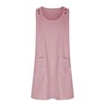 thumbnail image 4 of Penkiiy Robe Courte Sans Manches à Rayures Imprimées à Boutons avec Bretelles pour Femme, Poches, Mini Tunique, Robe Débardeur avec Double Poche 2TG Rouge, 4 of 6