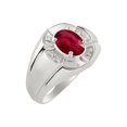 thumbnail image 4 of RYLOS Sterling Silver Ring 8X6MM Oval Gemstone & Diamond Unisex Rings Ruby July Birthstone Ring Size 7, 4 of 7