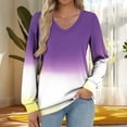 thumbnail image 2 of T-Shirts pour Femmes à Col en V à Manches Longues Imprimés Décontractés Amples, 2 of 6