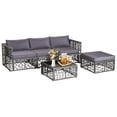 thumbnail image 2 of Costway 5 Pieces Patio PE Rattan Wicker Sofa Furniture Set Cushioned  Outdoor Grey, 2 of 8