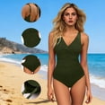 thumbnail image 2 of JMYHOAM One Piece Swimsuit Women Swimwear Women Solid Color Backless Strap Bikini Swimsuit Bikini Color Blocking Off-Shoulder Set, 2 of 8