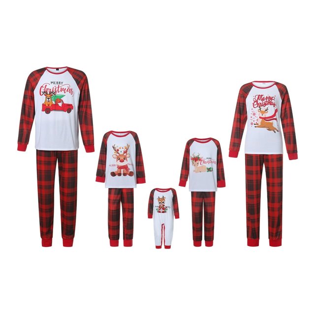 Pyjamas de Noël Assortis pour la Famille Ensemble Haut et Pantalon de Fête Pyjama