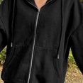 thumbnail image 2 of Chandail à Capuchon à Fermeture à Glissière pour Femme en Mélange de Coton Uni Veste à Capuchon Grande Grande Veste Haut Ample Noir G, 2 of 7