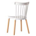 thumbnail image 4 of Modern Plastic Dining Chair Windsor Design with Beech Wood Legs, White Set of 4, 4 of 7
