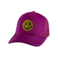 thumbnail image 1 of Gravity Threads Smile Face Embroidery Adjustable Trucker Hat - Cross Eye - Hot Pink, 1 of 2