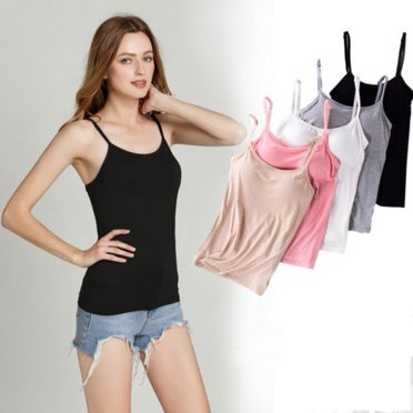 Women´s Fashion Backless Modal Adjustable Strap Built In Bra Padded Self Mold Bra Tank Tops Crop Top Camisole Vest Sleeveless Tops