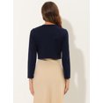 thumbnail image 4 of INSPIRE CHIC Cardigan Boléro Court Élégant Uni à Ourlet Arrondi à Manches Longues pour Femme Bleu Foncé TP, 4 of 5