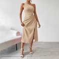 thumbnail image 1 of Ovzne Robes pour Femmes Robe Femme Mode Femme Couleur Unie Sans Manches Épaule Oblique Taille Découpée Robe de Printemps Liquidation, 1 of 6