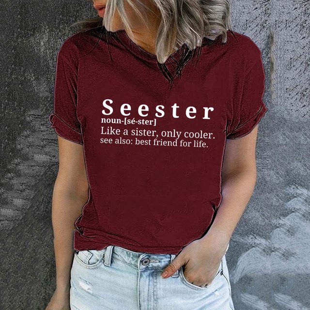LSLJS Women's Funny Printed Pattern Casual Fashion Soild Color Short Sleeve Tops Blouse