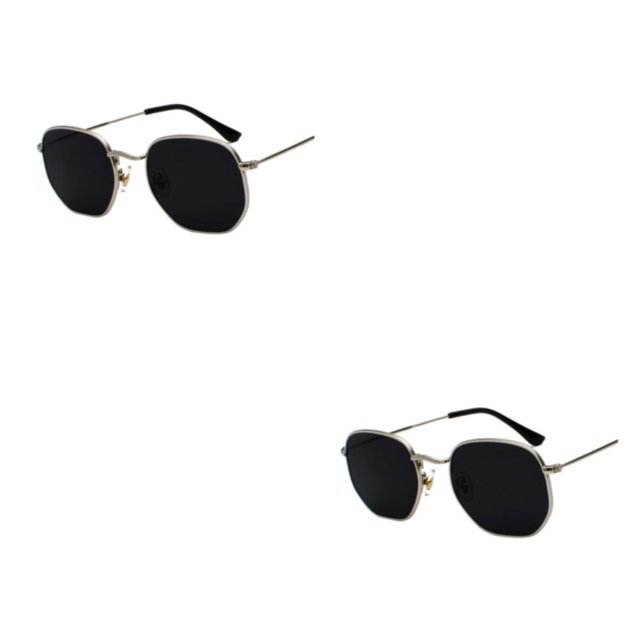 relayinert Fashionable Polarized Lens Small Square For Trendy Style Materials Silver black gray C1 2Set