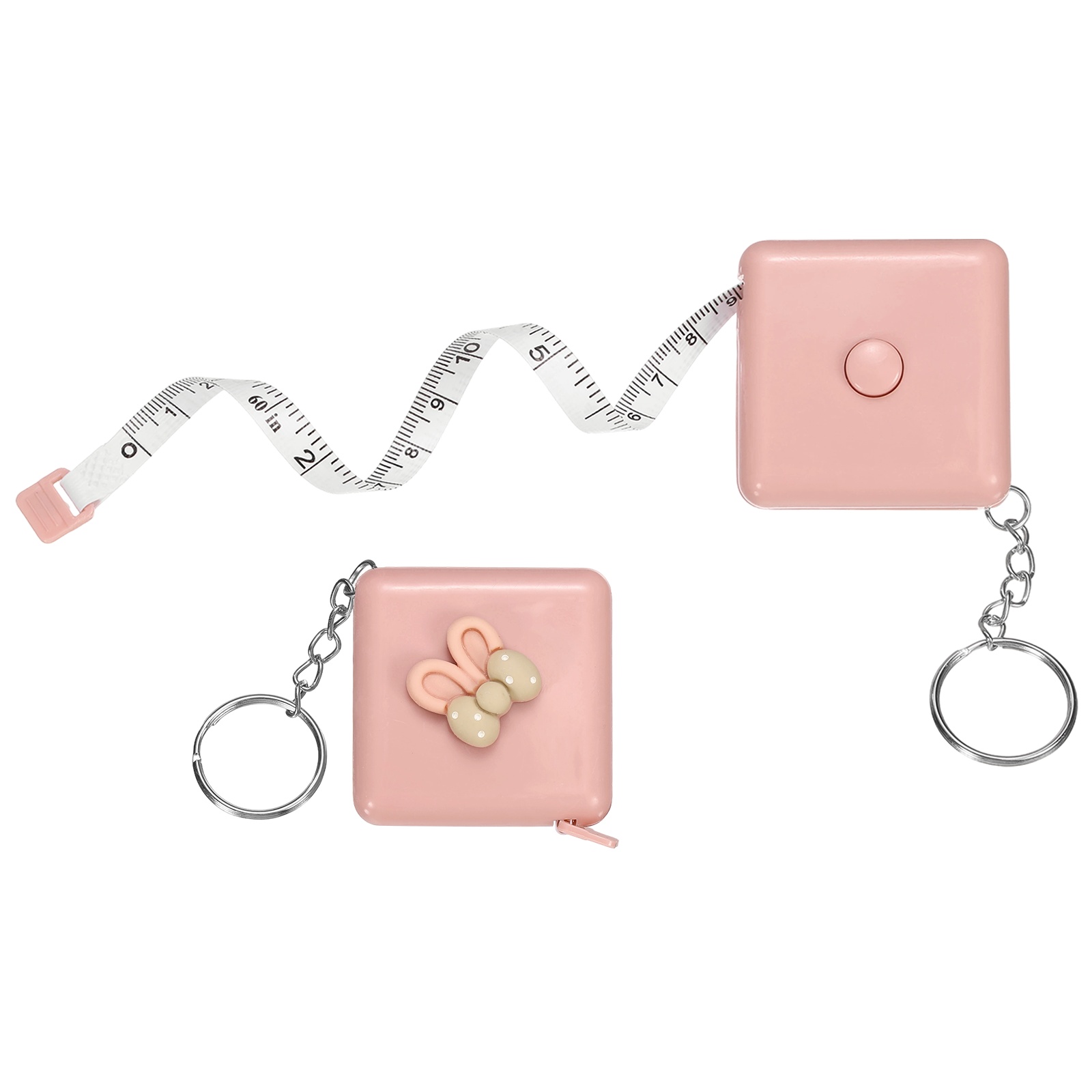 Uxcell 2Pcs Soft Tape Measure 60" Double Scale Retractable Mini Cartoon Measuring Tape Cute Tape Measurer for Sewing Craft Cloth Fabric Tailor Weight Loss Body Measurements, Pink Ears