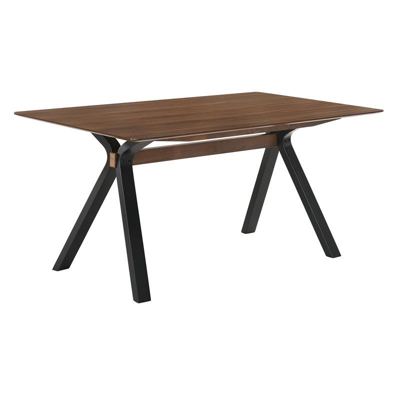 Armen Living Laredo 63" Veneer Wood Dining Table in Walnut/Black