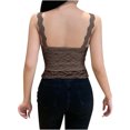 thumbnail image 4 of LSLJS Débardeurs à Bretelles Spaghetti pour Femmes Mode Femmes Camisoles Ajourées à Col Rond Gilet Dames Uni Ajusté Court Hauts, 4 of 5