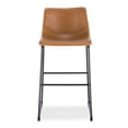 thumbnail image 2 of Heavenly Collection Ensemble de 2 tabourets hauteur bar 30 po, siège rembourré tan avec base en métal noir, style moderne pour cuisine et bar, 2 of 5
